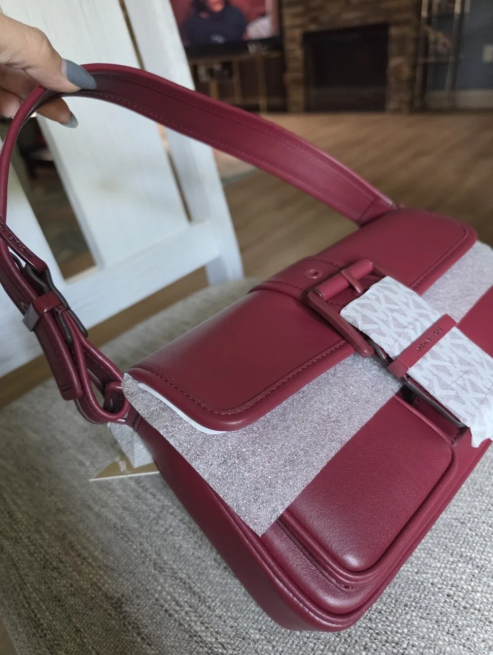 Michael Kors Burgundy Leather Shoulder Bag  Or Handbag